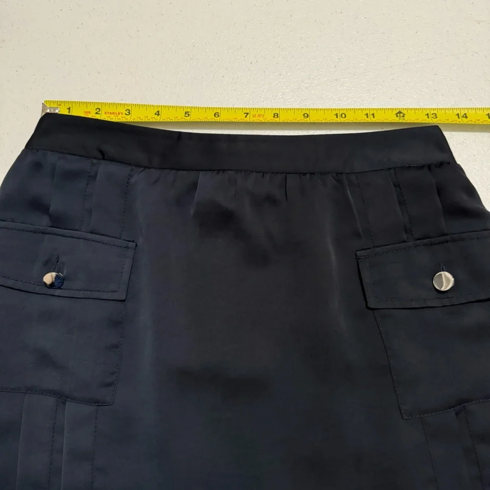 Tory Burch Silky Pleated Parch Pocket Navy Skirt 4
